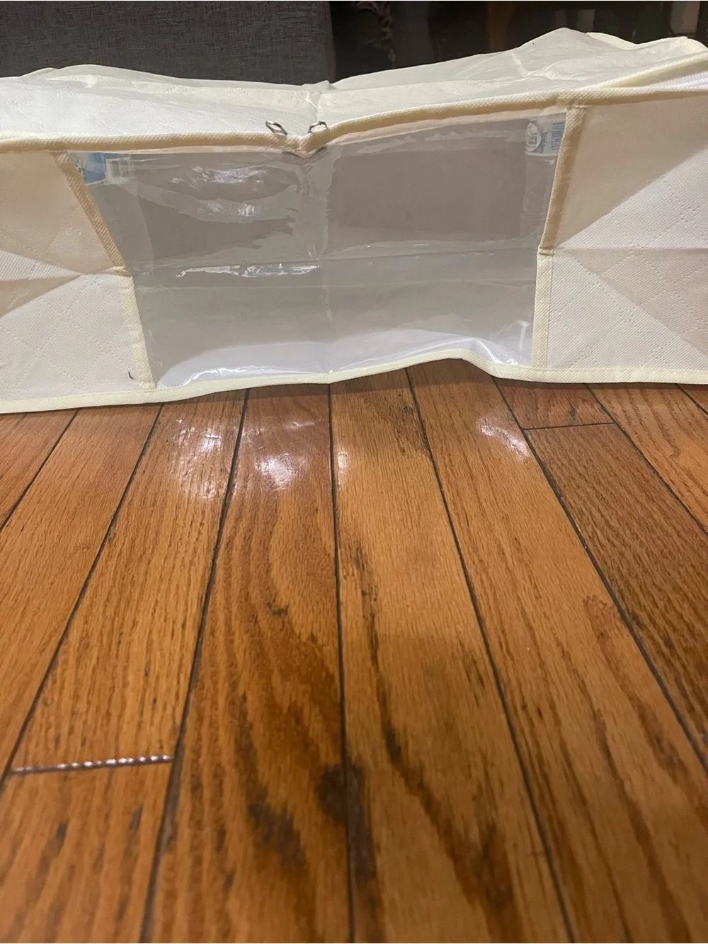 Amazon Cream Fabric Storage Bin with Clear Front Window. 6 pieces 4 large